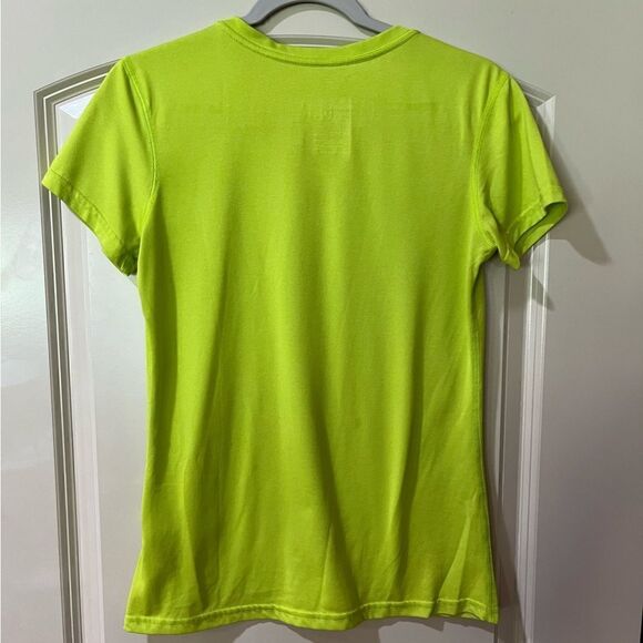 NIKE Short Sleeve V-Neck Tee Shirt Lime Green Women’s Size Small - Picture 2 of 6